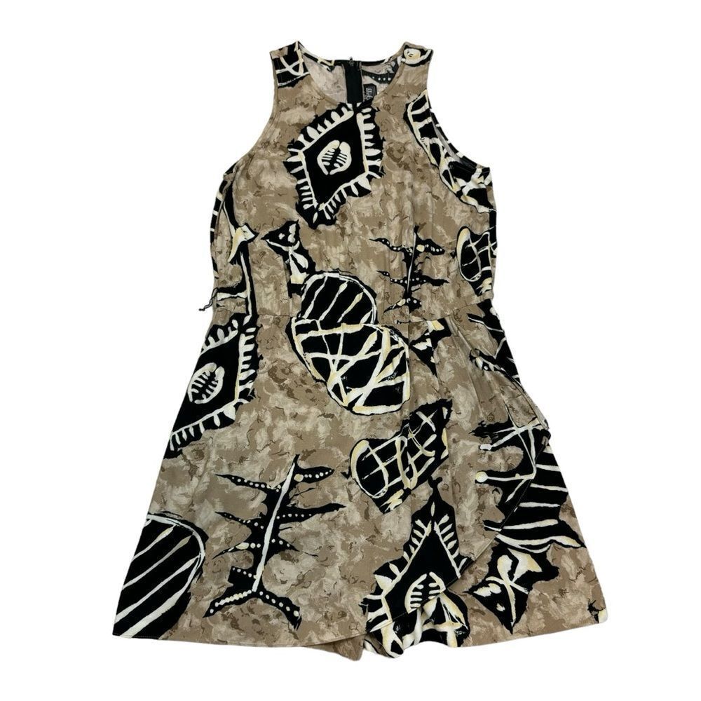 Vintage 1980’s All That Jazz Brand Neutral Print Sleeveless‎ Romper Size Large